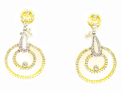 DIAMOND ROUND BRILLIANT DANGLE EARRING IN TWO-TONE GOLD DIAMOND EARRING