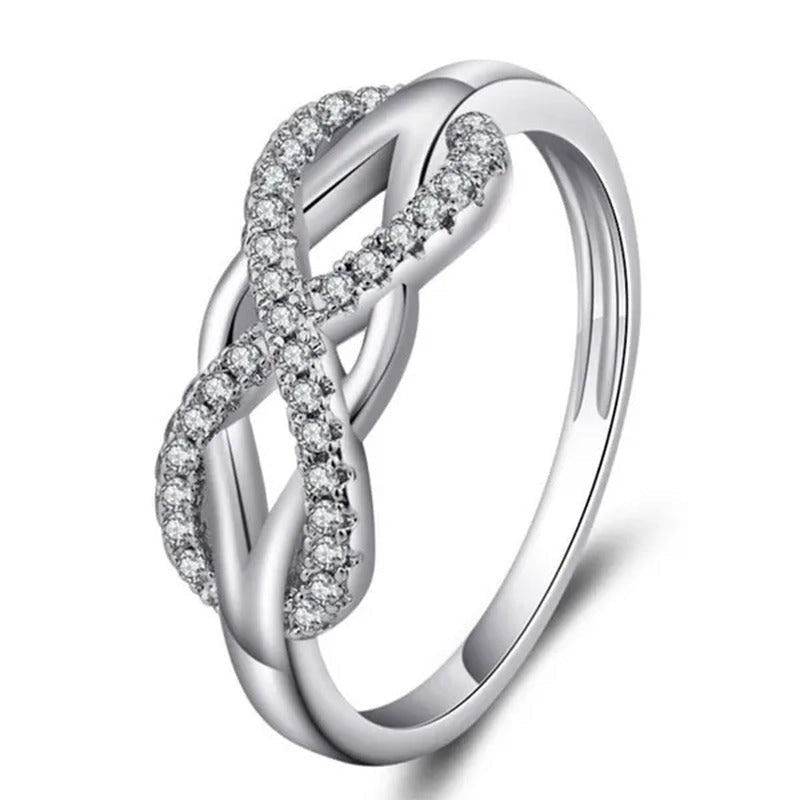 Crystal Infinity Ring Women'S Fashion Rose Gold Color Ring Wedding Jewelry