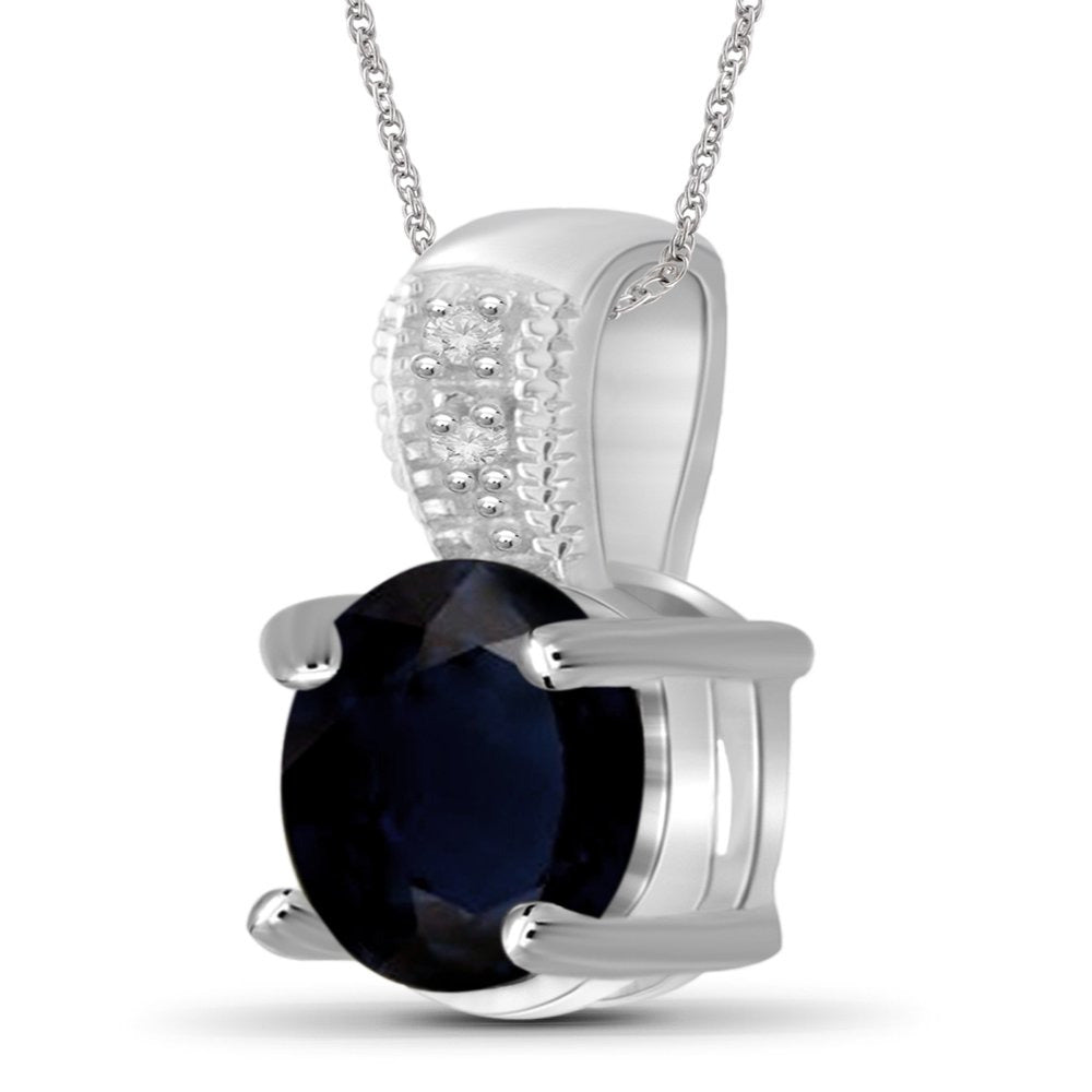 1.07 Carat T.G.W. Sapphire Gemstone and Diamond Accent Pendant