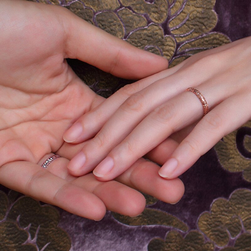 18K Pure Gold Ring Rose White Unisex Men Women Lover Wedding Engagement