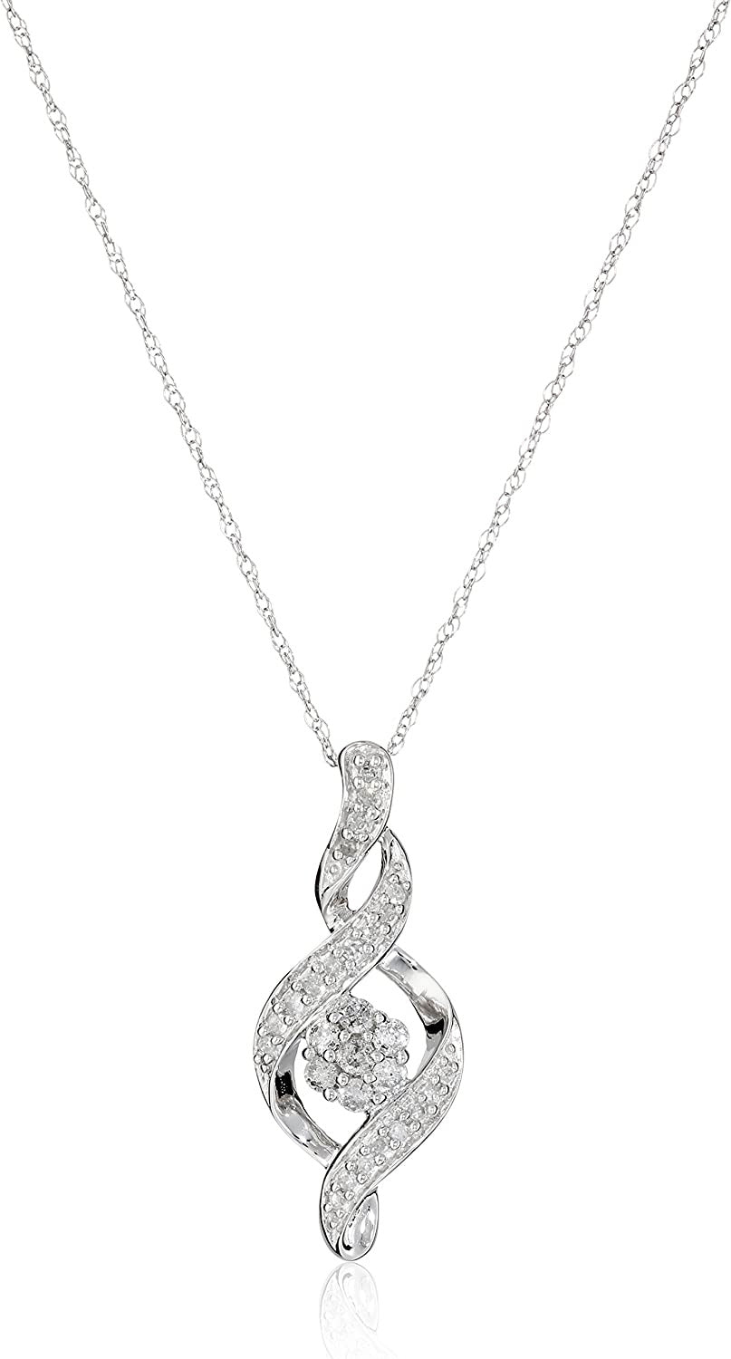 10K Diamond Pendant Necklace, 18"