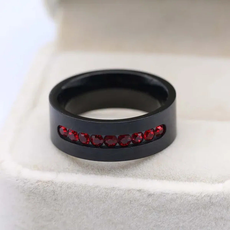 Sz6-12 (TWO RINGS) Couple Rings Black and Red Ring Titanium Steel Wedding Band R
