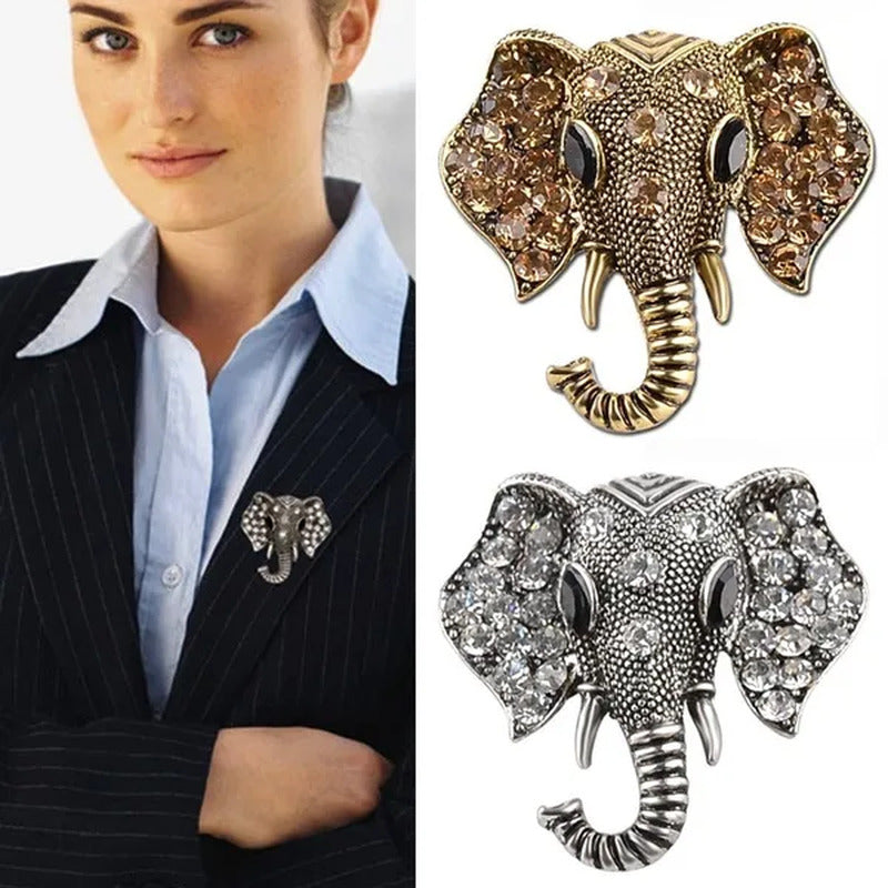 Retro Bronze Vintage Big Elephant Wedding Collar Brooches Pins