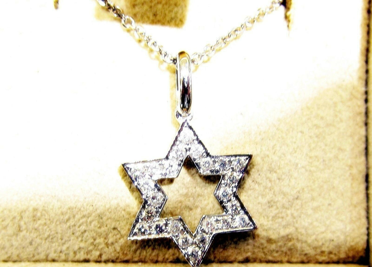DIAMOND ROUND BRILLIANT SHAPE JEWISH STAR PENDANT INCLUDED CHAIN