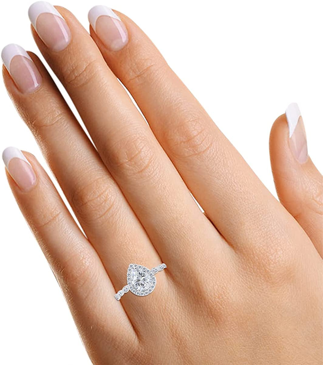 925 Sterling Silver Teardrop Infinity Design, Center 12X8MM (2.75 Ct) Pear Cut M