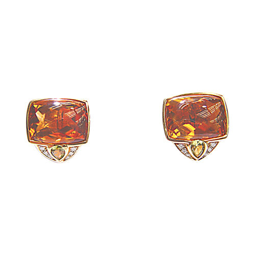 TOTAL 2 RECTANGULAR CITRINE CABOCHON 2 PERIDOT PEAR SHAPE 12 ROUND BRILLIANT