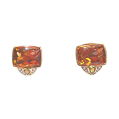 TOTAL 2 RECTANGULAR CITRINE CABOCHON 2 PERIDOT PEAR SHAPE 12 ROUND BRILLIANT