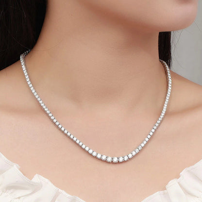 925 Sterling Silver Moissanite Tennis Necklace Diamond Luxury Plated 18K White