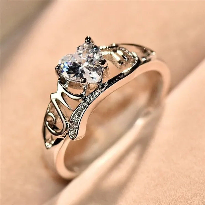 Heart Silver White, Green, Pink, Sapphire Ring Mother'S Day Jewelry Gift Size 5-