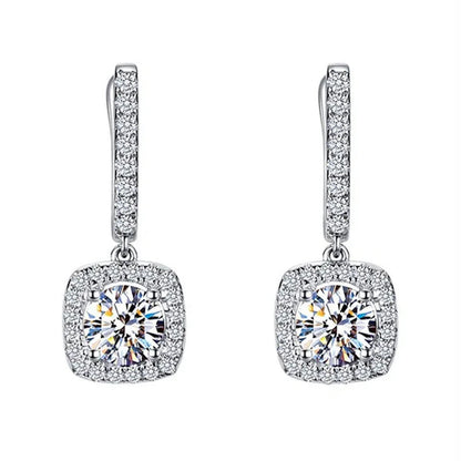 Luxury Elegant Exquisite 925 Sterling Silver Rose Gold Diamond Dangle Drop Earri
