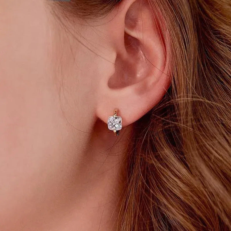 Exquisite Gold Plated Square Cubic Zirconia Earrings for Women Hoop Earrings Jew