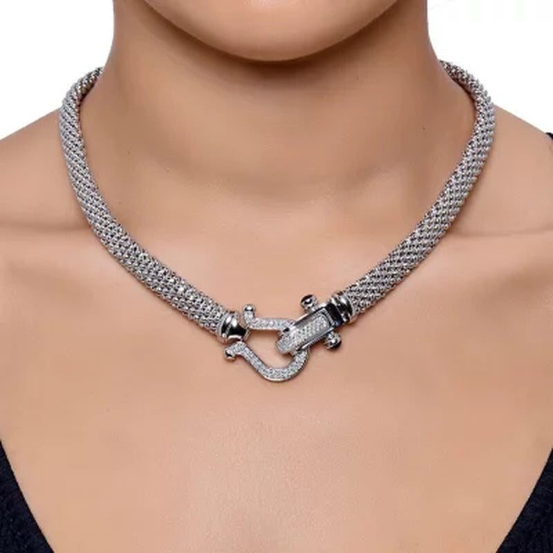 0.35 CT. T.W. Diamond Horseshoe Necklace in Italian Sterling Silver