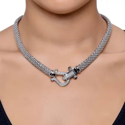 0.35 CT. T.W. Diamond Horseshoe Necklace in Italian Sterling Silver