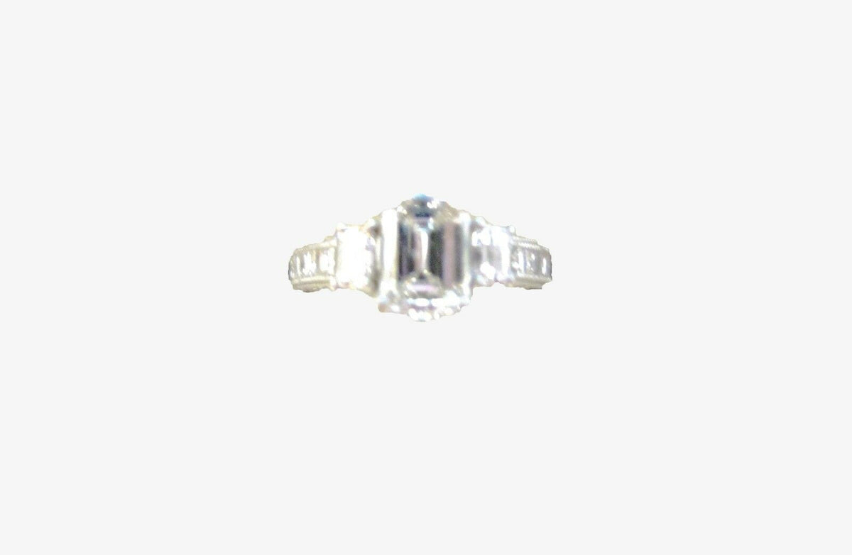 certified emerald diamond h color vs2 clarity 1.30 ct side 1.42 ct platinum
