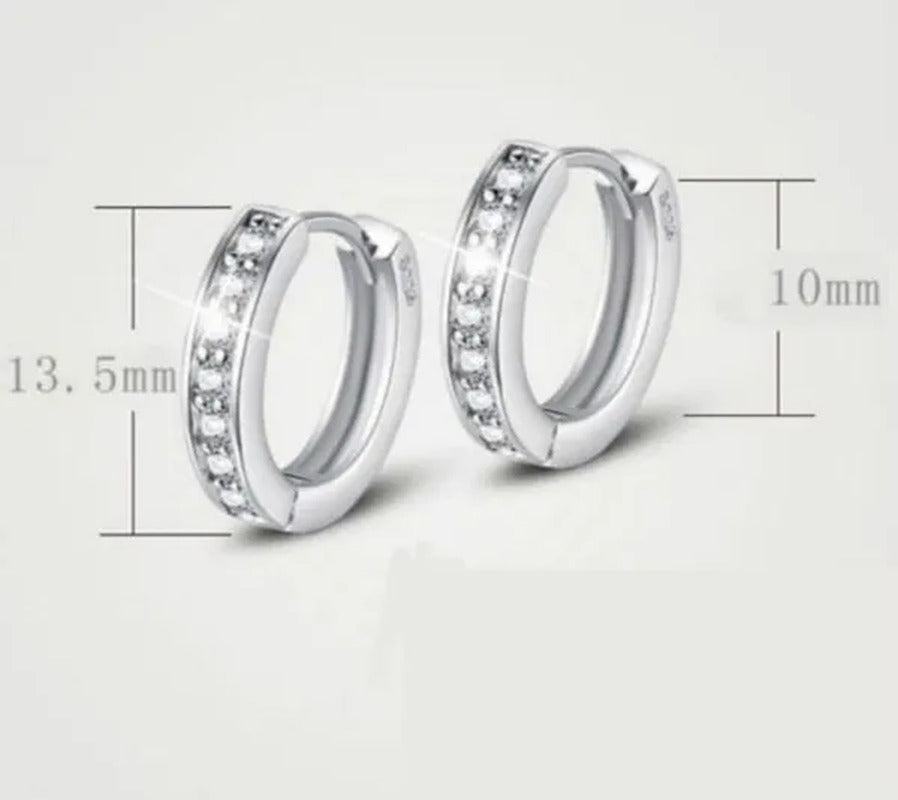 Luxury Noble 925 Silver Elegant Heart Diamond Hoop Ear Stud Earrings for Women r