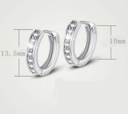 Luxury Noble 925 Silver Elegant Heart Diamond Hoop Ear Stud Earrings for Women r