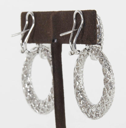 ROUND BRILLIANT SHAPE DIAMOND DANGLE STYLE LINE DROP EARRING 5.22 CTTW 18 K GOLD