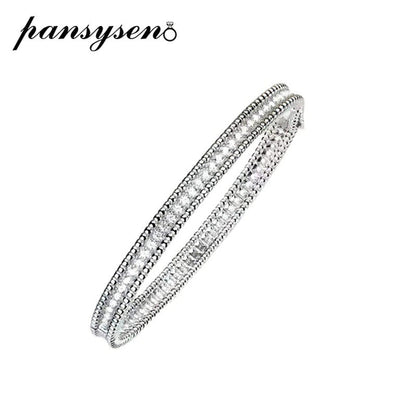 100% 925 Sterling Silver Simulated Moissanite Diamond Charm Bracelets Bangle