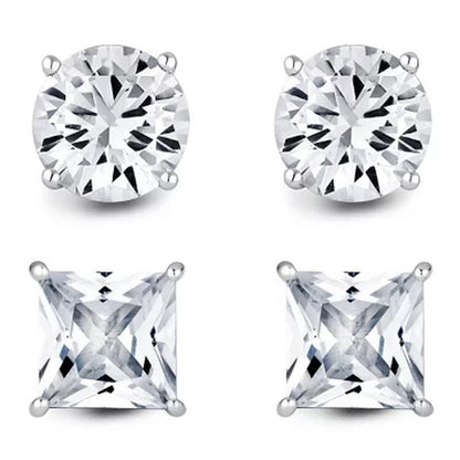 14K Gold Lab-Created White Sapphire Boxed Earring Set, Choose Shape