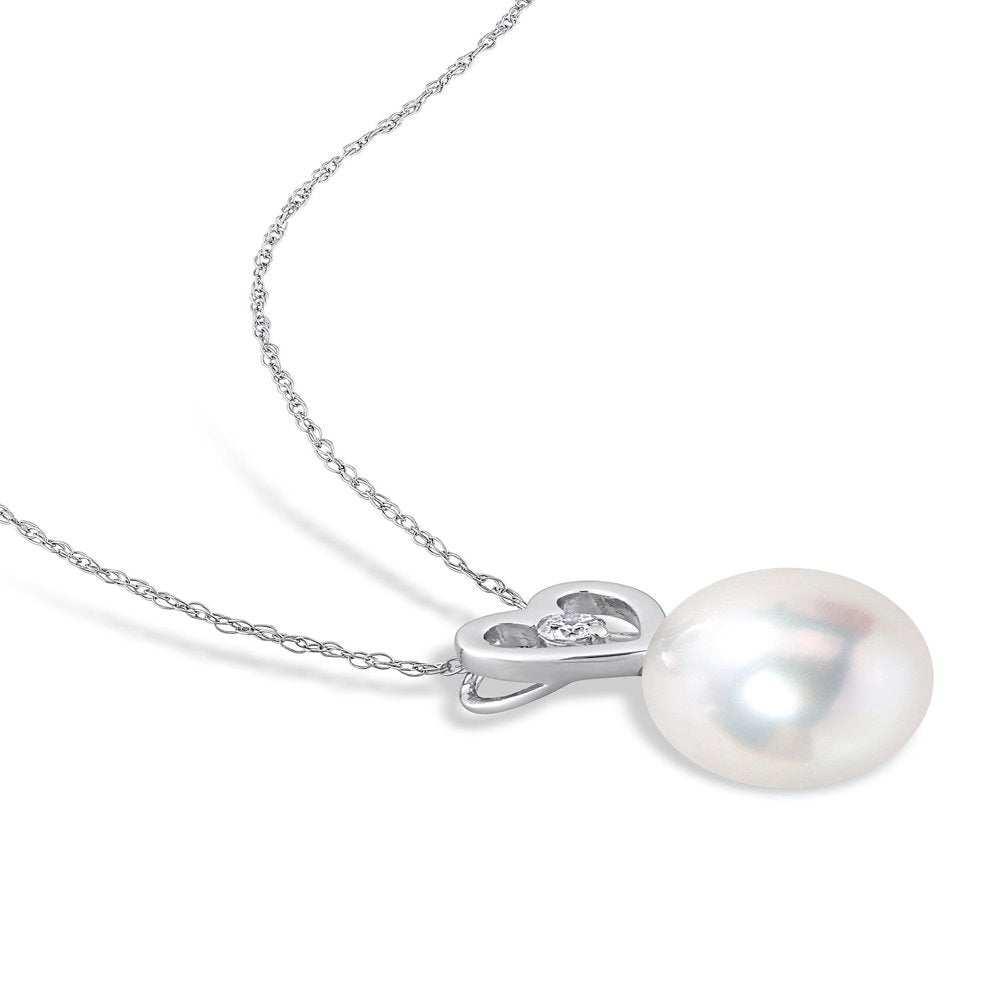 Miabella Women'S 9.5-10Mm South Sea Cultured Pearl and Diamond Accent 10Kt White