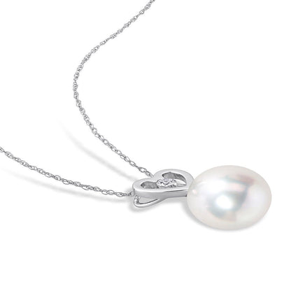 Miabella Women'S 9.5-10Mm South Sea Cultured Pearl and Diamond Accent 10Kt White