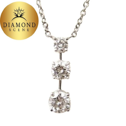 3 STONE ROUND BRILLIANT CUT PRONG SET DIAMOND PENDANT