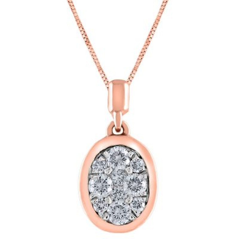 0.23 CT. T.W. Composite Diamond Oval Shape Bezel Pendant in 14K Gold