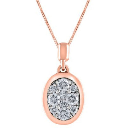 0.23 CT. T.W. Composite Diamond Oval Shape Bezel Pendant in 14K Gold