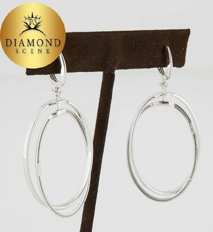 Fabulous Oval Hoop Dangle Earrings 1.76 ct white gold