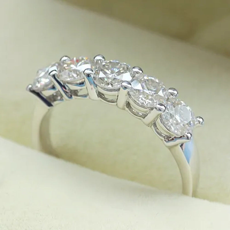 Queen Brilliance 1.5 Ct Engagement Wedding Band Half Eternity Moissainite CZ Dia