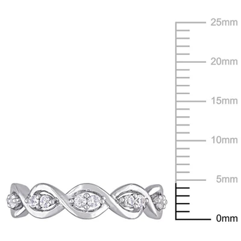 White Sapphire Infinity Design Ring in 14K White Gold