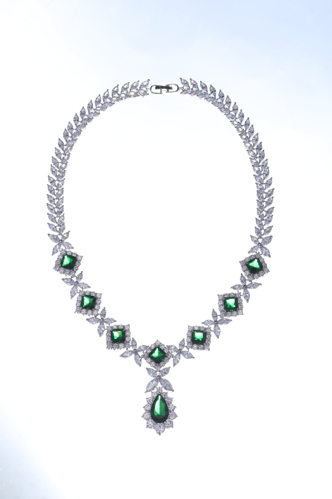 Exaggerated Water Drop Zircon Necklace Earrings Bracelet Ring Four-Piece Set