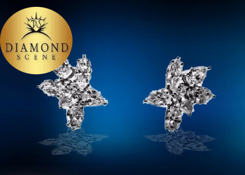 DIAMOND EARRING EIGHT PEAR SHAPE FOUR MARQUISE SET LARGE CLUSTER EARRING