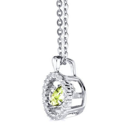 Dancing Genuine Peridot Pendant and Earring Set with in Sterling Silver