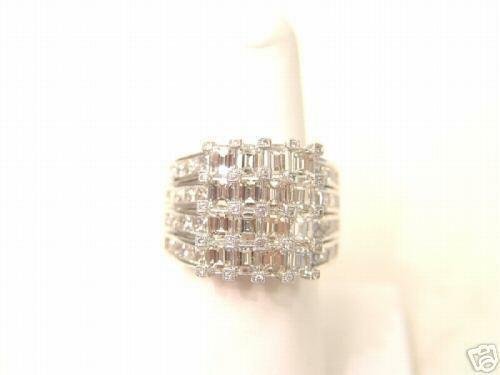 16 EMERALD CUT AND 25 ROUND CUT AND 32 SQUARE CUT DIAMONDS RING 7.18 CT PLATINUM