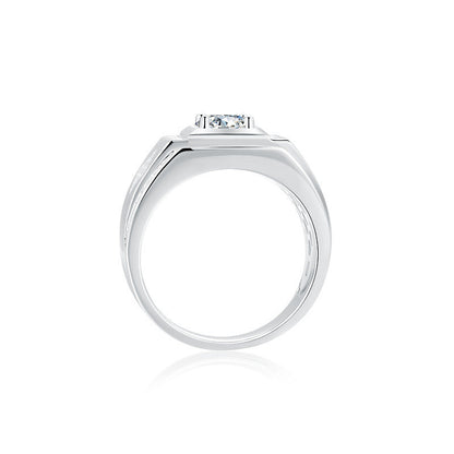 S925 Silver Inlaid Gemstone Men'S Ring