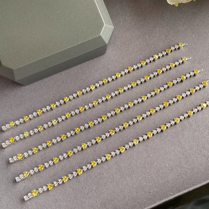 New S925 Silver Simple Interval Yellow Diamond Love Bracelet