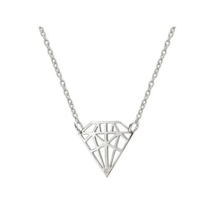 925 Sterling Silver Necklace Diamond Shaped Pendant with Sparkling CZ Stone