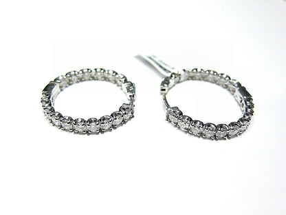 4.82 CT DIAMOND INSIDE OUTSIDE SET ROUND BRILLIANT 4 PRONG SET HOOP EARRING 14 K