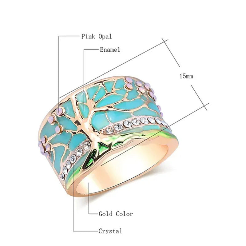Enamel Wide Ring for Woman Big Rings for Women Vintage Jewelry Gold Ring Pink Op