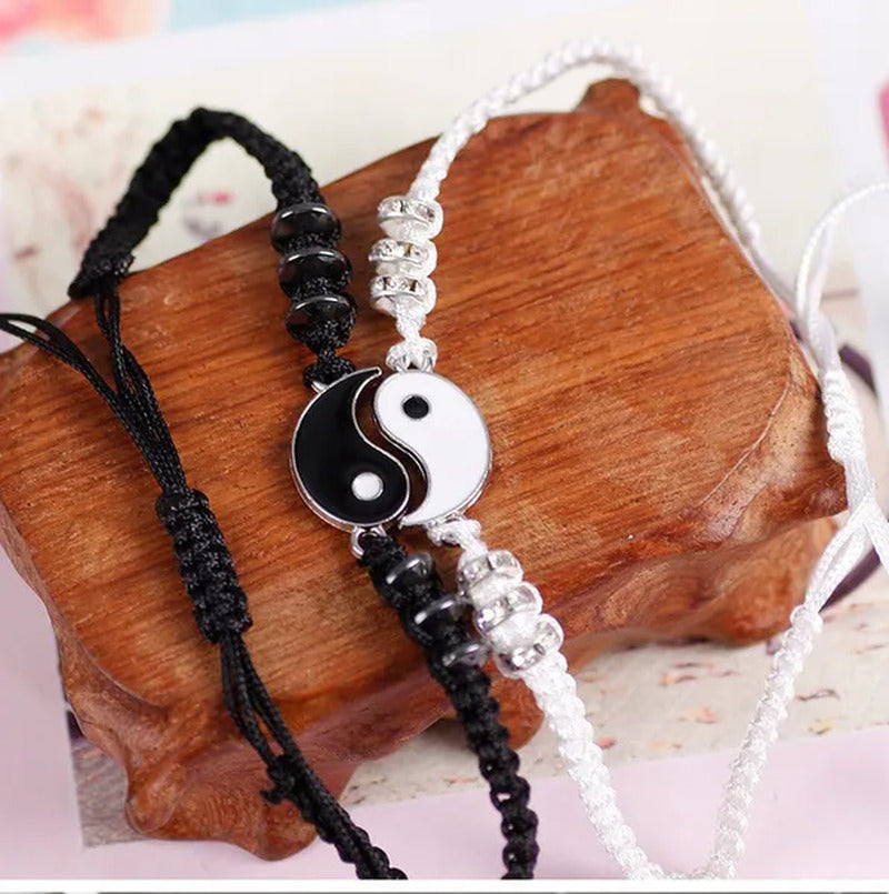 Best Friend Bracelets Couples for 2 Matching Yin Yang Adjustable Cord Bracelet f