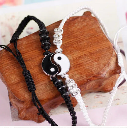 Best Friend Bracelets Couples for 2 Matching Yin Yang Adjustable Cord Bracelet f
