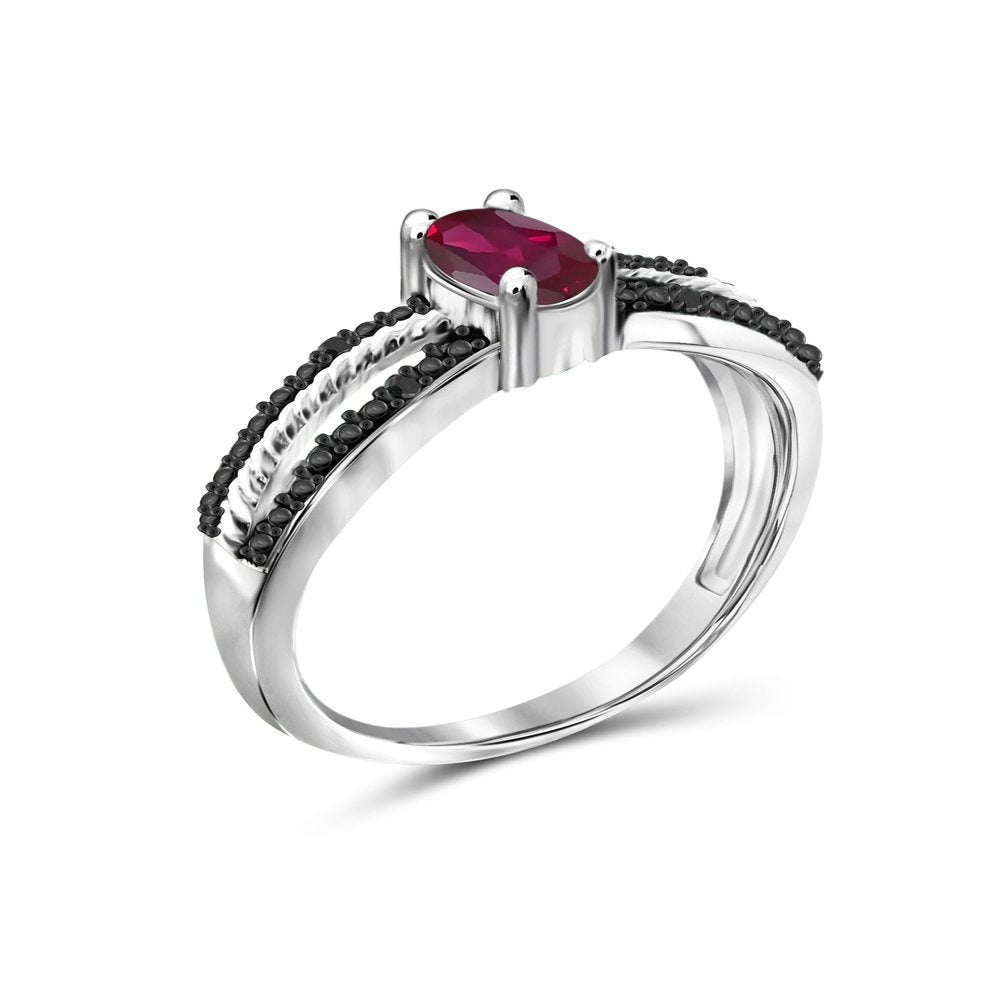 1/2 Carat T.G.W. Ruby and Black Diamond Accent Sterling Silver Ring