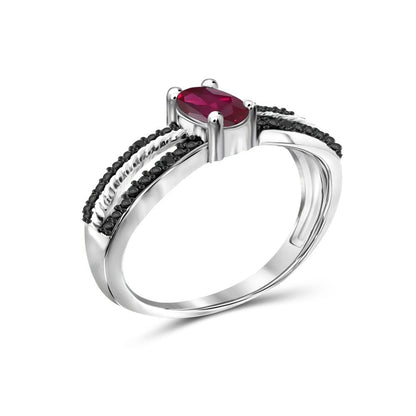 1/2 Carat T.G.W. Ruby and Black Diamond Accent Sterling Silver Ring