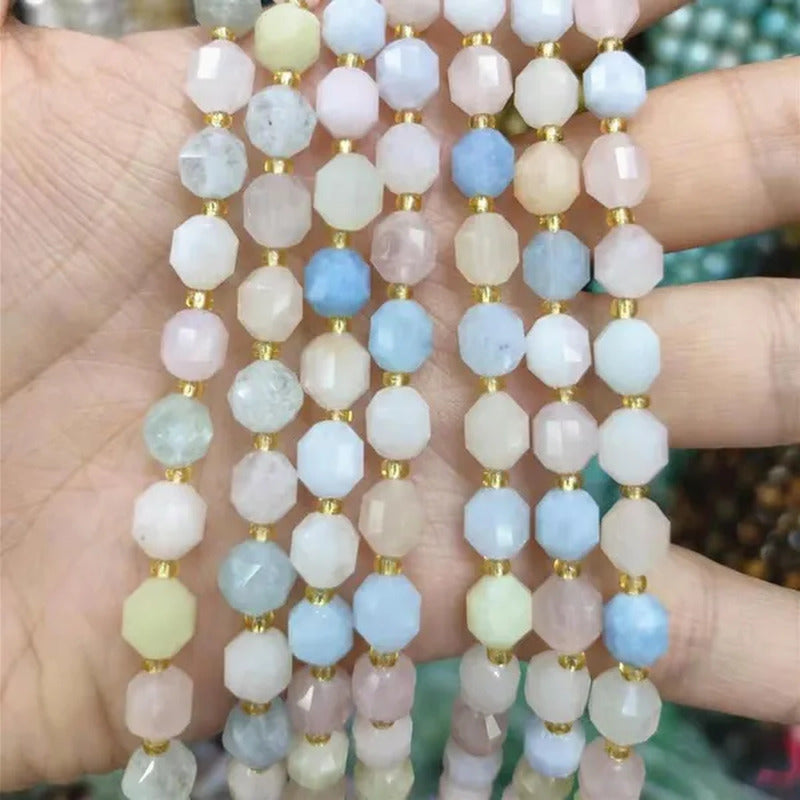8Mm Faceted Natural Blue Apatite Morganite Tiger Eye Citrine Strawberry Sunstone