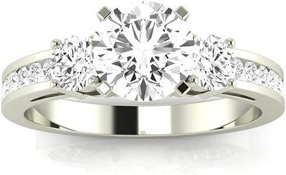 1.1 Carat T.W. round Channel Set 3 Three Stone Diamond Engagement Ring J I1 Clar