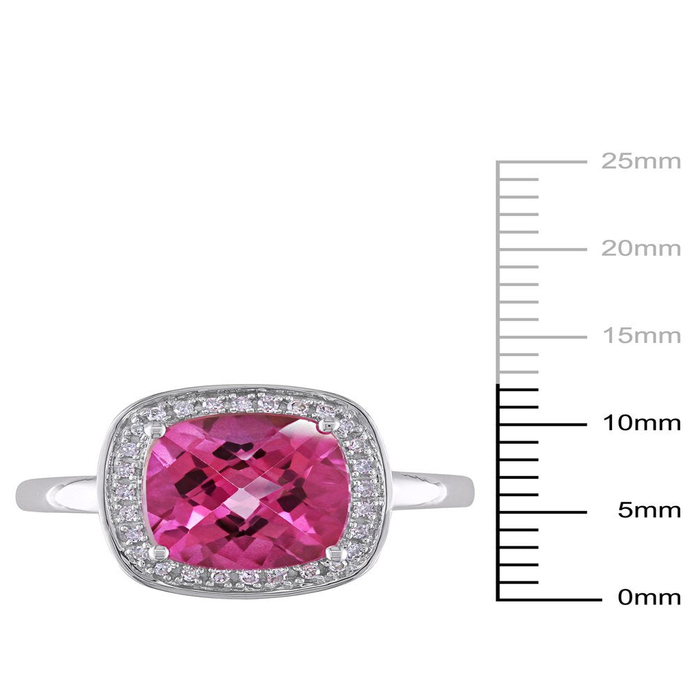 Tangelo 3-4/5 Carat T.G.W. Pink Topaz and 1/10 Carat T.W. Diamond 10K White Gold