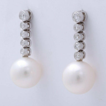 Pearl and Diamond Dangle Earrings
