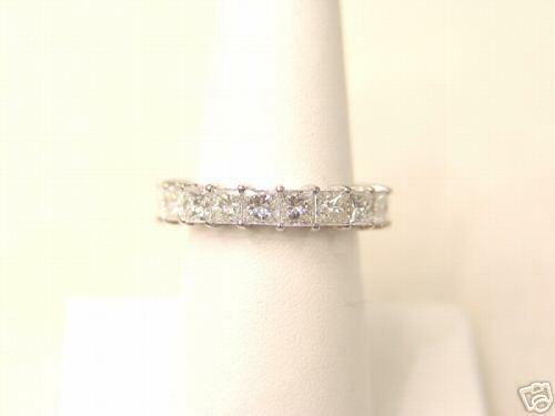 PRINCESS CUT DIAMOND ETERNITY BAND 19 STONES COMMON PRONG SET ANNIVERSARY BAND