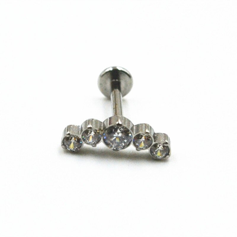 50Pcs Body Jewelry 16G Push in Lip Morne Nose Earrings Stud Crown CZ